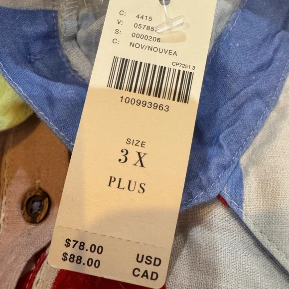 Anthropology Jordan Nickson Linen Blend Button-Up Shirt Size 3X NWTs - Picture 5 of 11